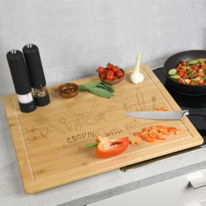 Lábas vágódeszka, bambusz, 56 x 50 x 3,1 cm, "Cooking with love" - ​​Kesper