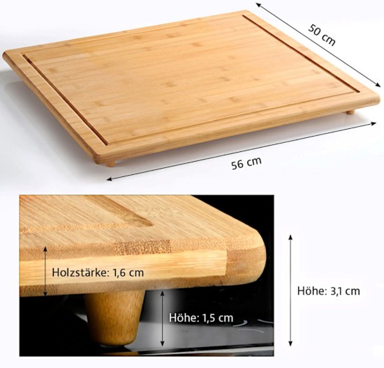 Lábas vágódeszka, bambusz, 56 x 50 x 3,1 cm, "Cooking with love" - ​​Kesper