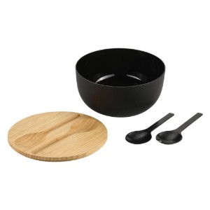 Salátatál evőeszközökkel, 24 cm, műanyag/bambusz - Kesper