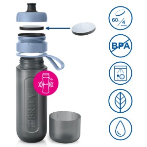 BRITA vízszűrő palack, Active 600 ml (sötétkék) + 2 MicroDisc szűrő