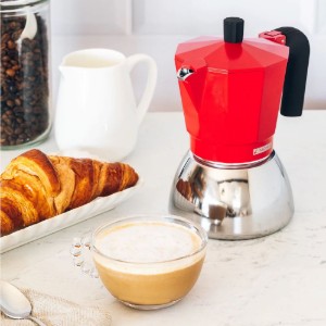 Rozsdamentes acél/alumínium kávéfőző, 470ml, piros - Monix