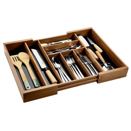 Bővíthető evőeszköztálca, bambusz, 43 x 35 - 57 cm - Kesper