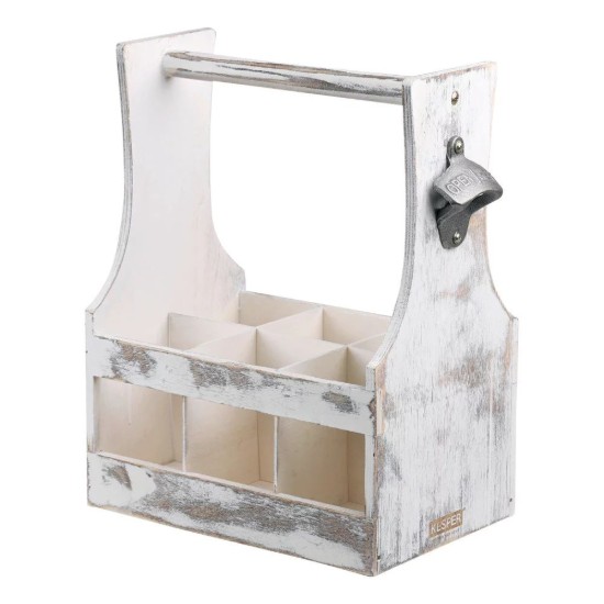 Sörösüveg szállítódoboz, 6 rekesszel, Vintage White - Kesper