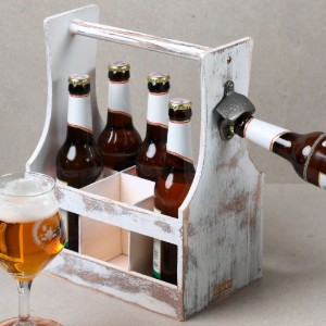 Sörösüveg szállítódoboz, 6 rekesszel, Vintage White - Kesper