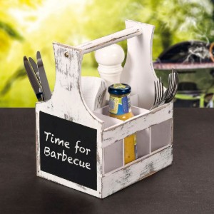 Evőeszközök és fűszertartó, 6 rekeszes, Vintage White - Kesper