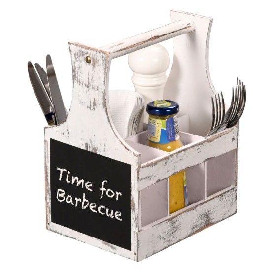 Evőeszközök és fűszertartó, 6 rekeszes, Vintage White - Kesper