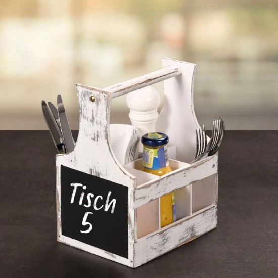 Evőeszközök és fűszertartó, 6 rekeszes, Vintage White - Kesper