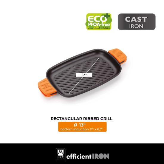 Grillsütő tálca, öntöttvas, 33 x 22 cm, "Efficient Iron" - BRA