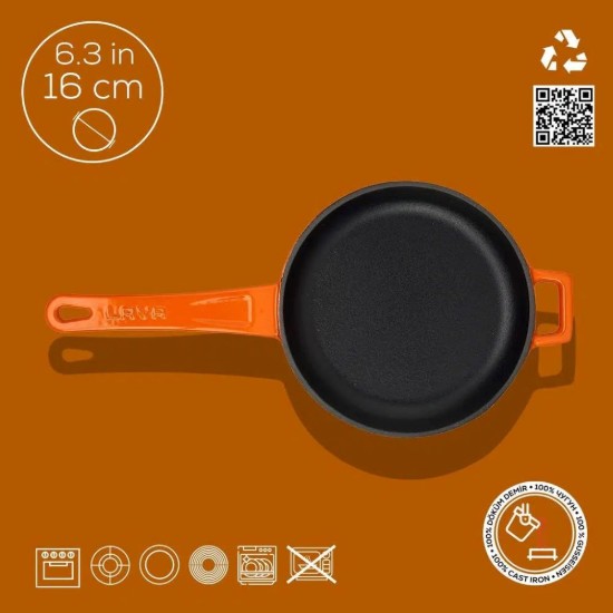 Öntöttvas serpenyő, 16 cm, Narancssárga - LAVA