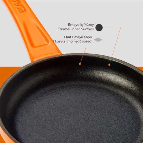 Öntöttvas serpenyő, 16 cm, Narancssárga - LAVA