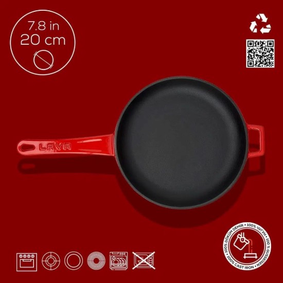 Öntöttvas serpenyő, 20 cm, Piros - LAVA