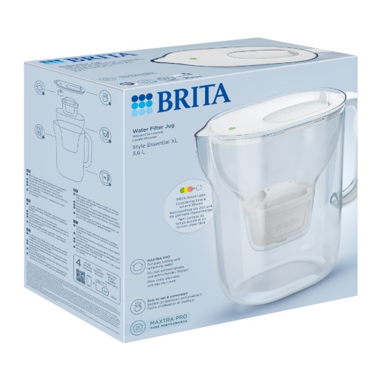 Vízszűrő kancsó, BRITA Style Essential 3,6 L Maxtra Pro (White)