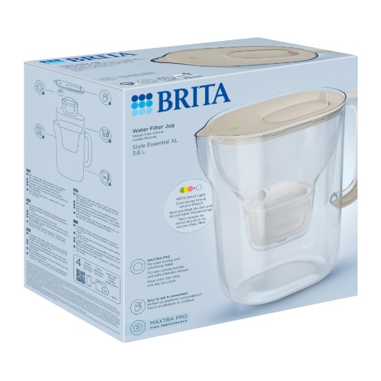 Vízszűrő kancsó, BRITA Style Essential 3,6 L Maxtra Pro (Sand)