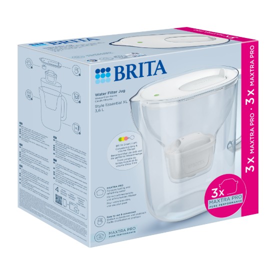 Kezdőcsomag BRITA Style Essential 3,6 L + 3 Maxtra Pro szűrő (White)