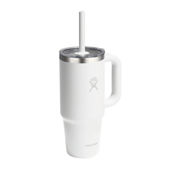 "All Around Travel" hőszigetelt pohar, rozsdamentes acél, 710 ml, átlátszó fedéllel, fehér - Hydro flaska
