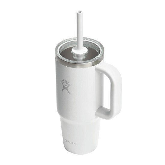 "All Around Travel" hőszigetelt pohar, rozsdamentes acél, 710 ml, átlátszó fedéllel, fehér - Hydro flaska
