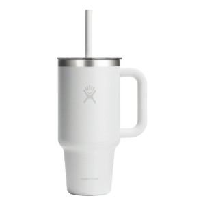 Hőszigetelt pohár, rozsdamentes acél, 950 ml, átlátszó tetővel, “All Around Travel”, fehér - Hydro Flask
