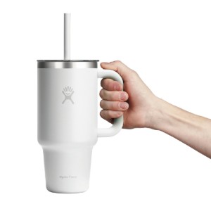 Hőszigetelt pohár, rozsdamentes acél, 950 ml, átlátszó tetővel, “All Around Travel”, fehér - Hydro Flask