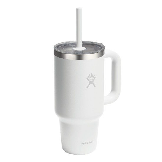 Hőszigetelt pohár, rozsdamentes acél, 950 ml, átlátszó tetővel, “All Around Travel”, fehér - Hydro Flask