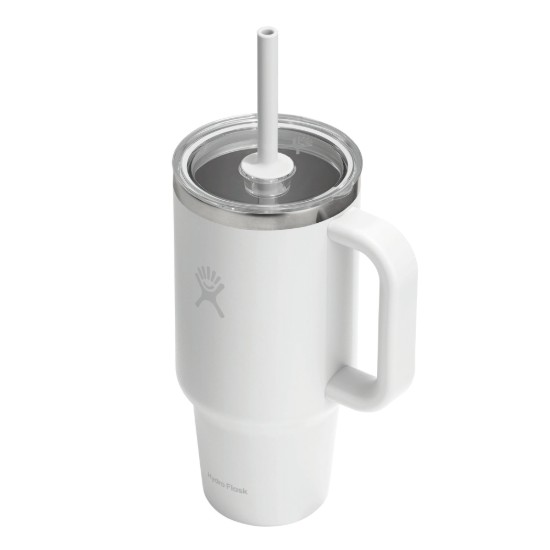 Hőszigetelt pohár, rozsdamentes acél, 950 ml, átlátszó tetővel, “All Around Travel”, fehér - Hydro Flask