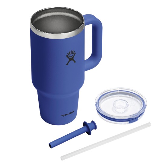 Hőszigetelt pohár, rozsdamentes acél, 950 ml, átlátszó tetővel, “All Around Travel”, Capri Blue - Hydro Flask