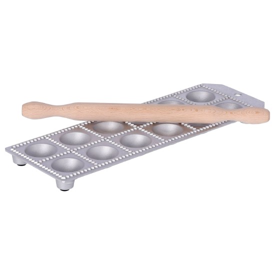 12 rekeszes ravioli forma, sodrófával, 52 x 52 mm - Zokura