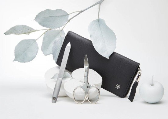 5 darabos szett, rozsdamentes acél, vegán bőr tok (almahéj), fekete - Zwilling PREMIUM