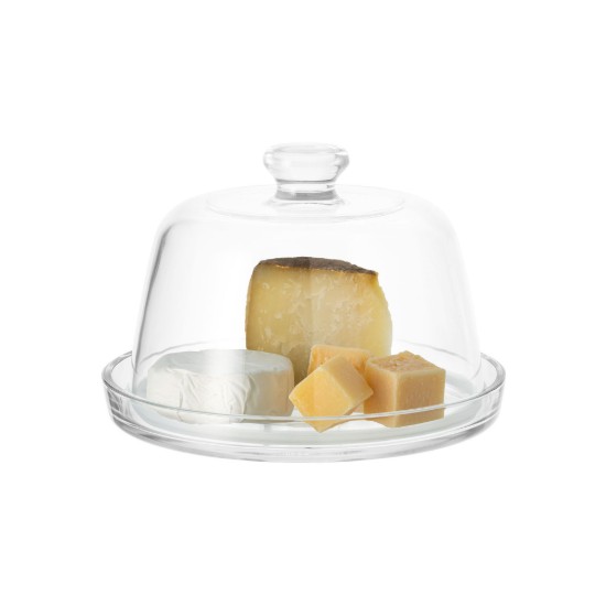 Tál sajtok kiszolgálására, fedéllel, 22 cm, üvegből - Borgonovo