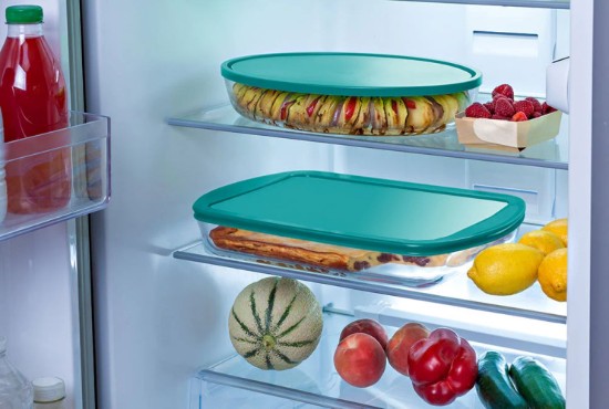 Ovális tepsi fedővel, hőálló üvegből, 35 x 24 cm / 3,1 L, "Cook&Store", kék - Pyrex