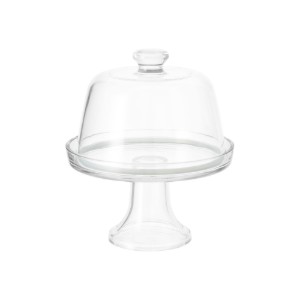 Tál sajtok kiszolgálására, lábbal és fedéllel, 22 cm, üvegből - Borgonovo