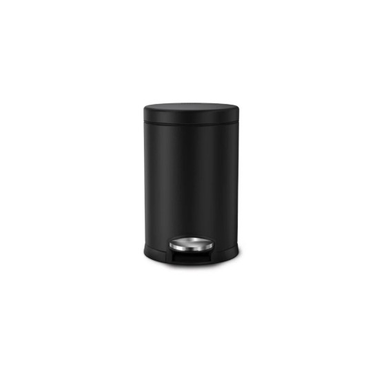 Szemetes pedálral, 4,5 L, rozsdamentes acél, Matte Black - simplehuman