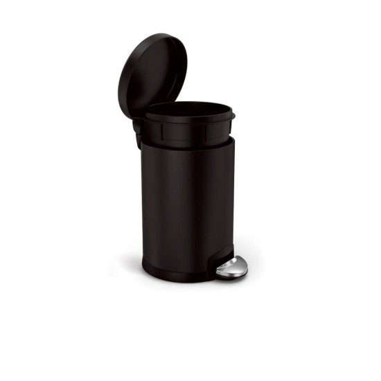 Szemetes pedálral, 4,5 L, rozsdamentes acél, Matte Black - simplehuman