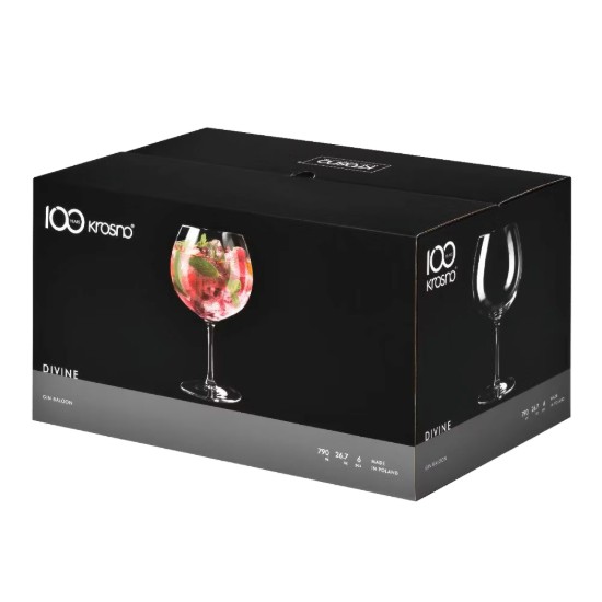 6 darabos gin pohár készlet, kristályüvegből, 790 ml, "DIVINE" - Krosno