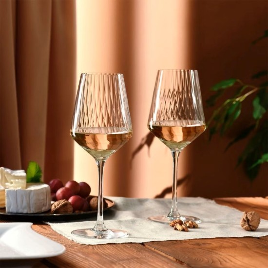 6 fehérboros pohárból álló készlet, kristályos pohárból, 450 ml, "Avant-Garde Lumi" - Krosno