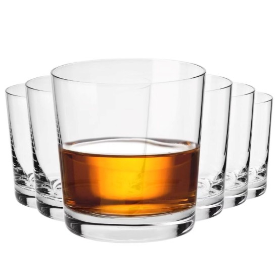 6 whiskey pohár készlet, üvegből készült, 430 ml, "DIVINE" - Krosno
