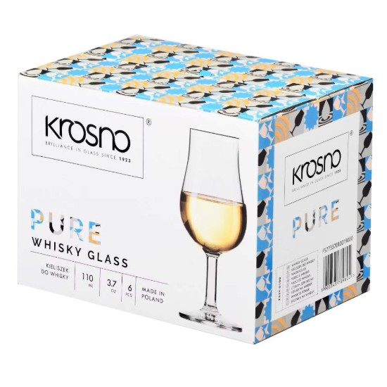 6 pohár whisky kóstolós, kristályos üvegből, 110 ml, "Pure" - Krosno