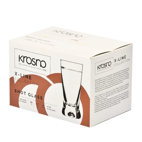 6 darabos vodkás pohár készlet, üvegből, 50 ml, "X-line" - Krosno