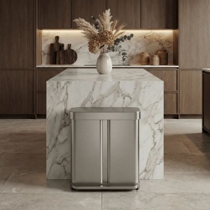 Pedálos szemetes, kétrekeszes, 58 l, rozsdamentes acél, Brushed - simplehuman