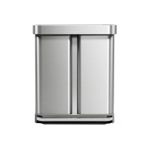 Pedálos szemetes, kétrekeszes, 58 l, rozsdamentes acél, Brushed - simplehuman
