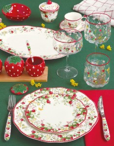 Tálalótál, porcelánból, 36 x 25 cm, "Jardin des Fraises" - Easy Life