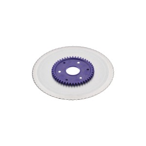 Recézett körkés kenyérhez/gyümölcshöz/zöldséghez, lila fogaskerékkel, rozsdamentes acél - Ritter