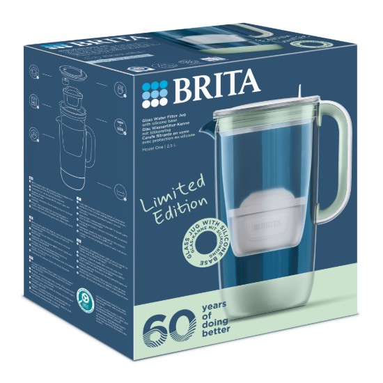 Szűrőedény, 60. évfordulós kiadás, üvegből készült, 2,5 l, Maxtra PRO (lightgreen) - BRITA