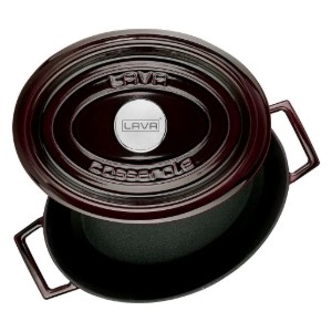 Öntöttvas ovális serpenyő, 29 cm, "Prémium", piros - LAVA