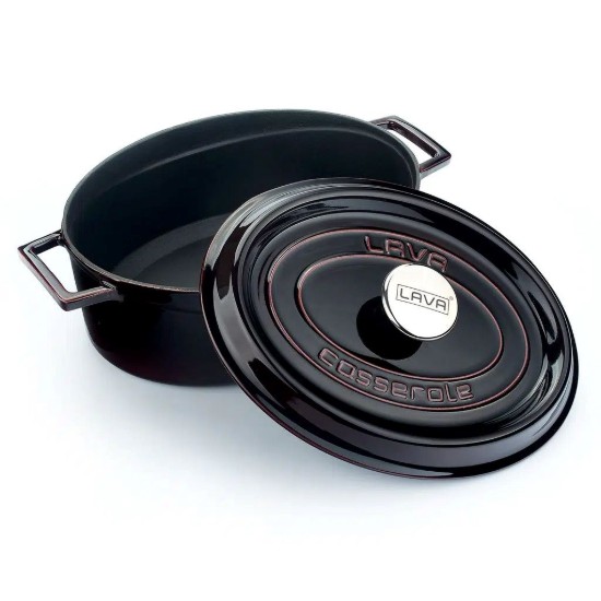 Öntöttvas ovális serpenyő, 29 cm, "Prémium", piros - LAVA