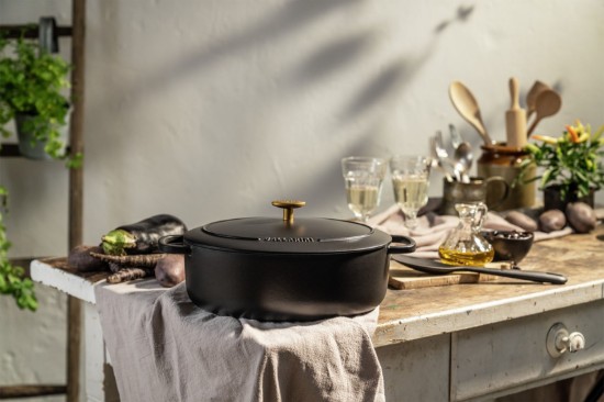 Cocotte ovális főzőedény, öntöttvas, 33 cm / 6 L, "Bellamonte", Fekete - Ballarini