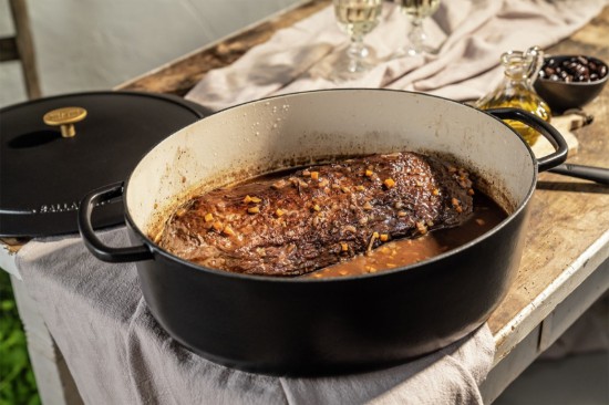 Cocotte ovális főzőedény, öntöttvas, 33 cm / 6 L, "Bellamonte", Fekete - Ballarini