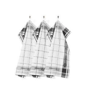 3 konyhai törölközőből álló készlet, pamut, 50 x 70 cm, "Pharao", fekete - Tiseco