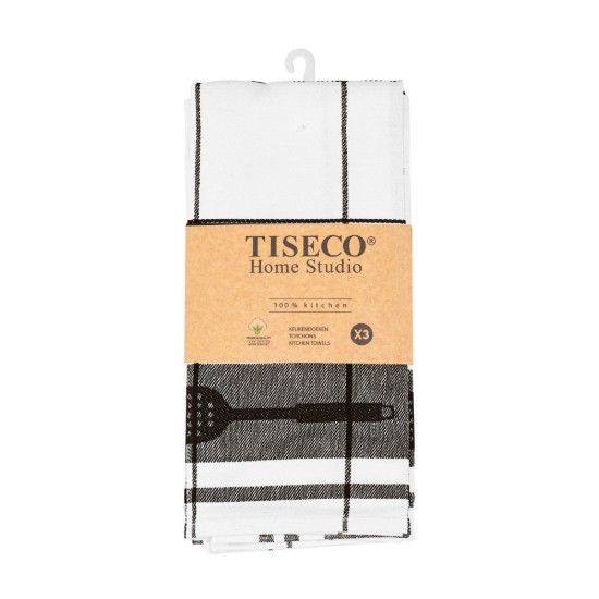 3 konyhai törölközőből álló készlet, pamut, 50 x 70 cm, "Pharao", fekete - Tiseco