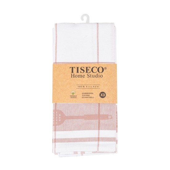 3 konyhai törölközőből álló készlet, pamut, 50 x 70 cm, "Pharao", rózsaszín - Tiseco