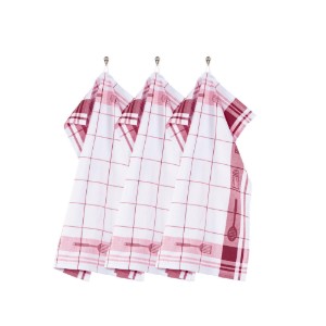 3 konyhai törölközőből álló készlet, pamut, 50 x 70 cm, "Pharao", piros - Tiseco